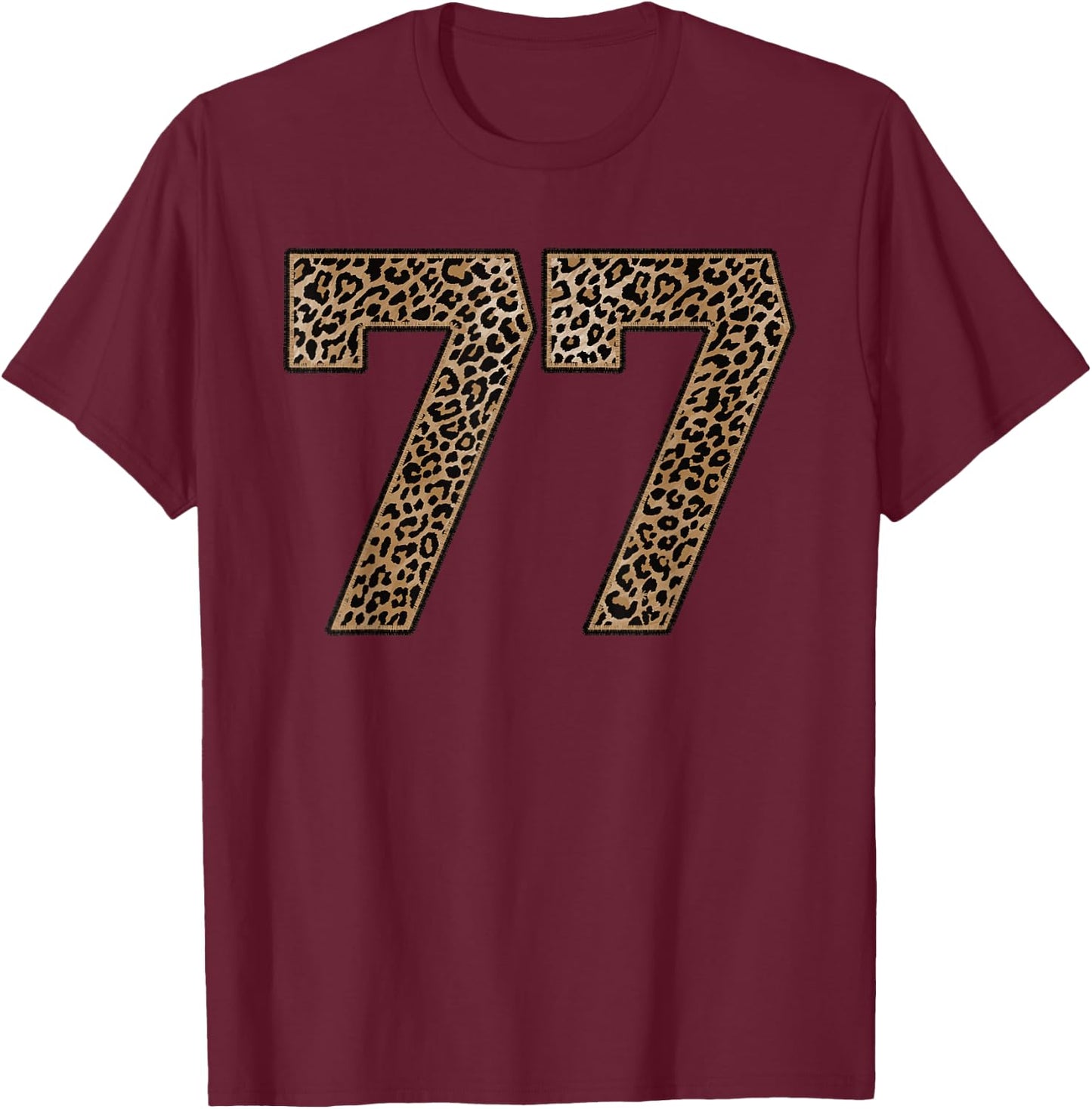 Leopard Number 77 Athlete Sports Jersey Supporter Fanwear T-Shirt - T-Shirt | Maroon