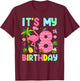 It's My 8th Birthday Flamingo Shirt Hawaii 8 Yrs Old Girl T-Shirt - T-Shirt | Maroon