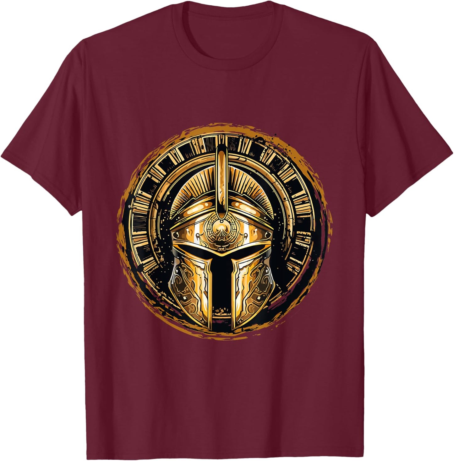 Golden Spartan Helmet | Gladiator Gym Spartans Warrior T-Shirt - T-Shirt | Maroon