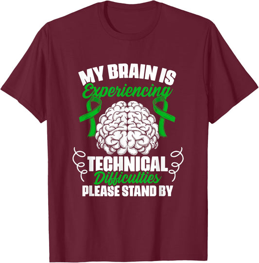 Technical Difficulties Traumatic Brain Injury TBI Survivor T-Shirt - T-Shirt | Maroon