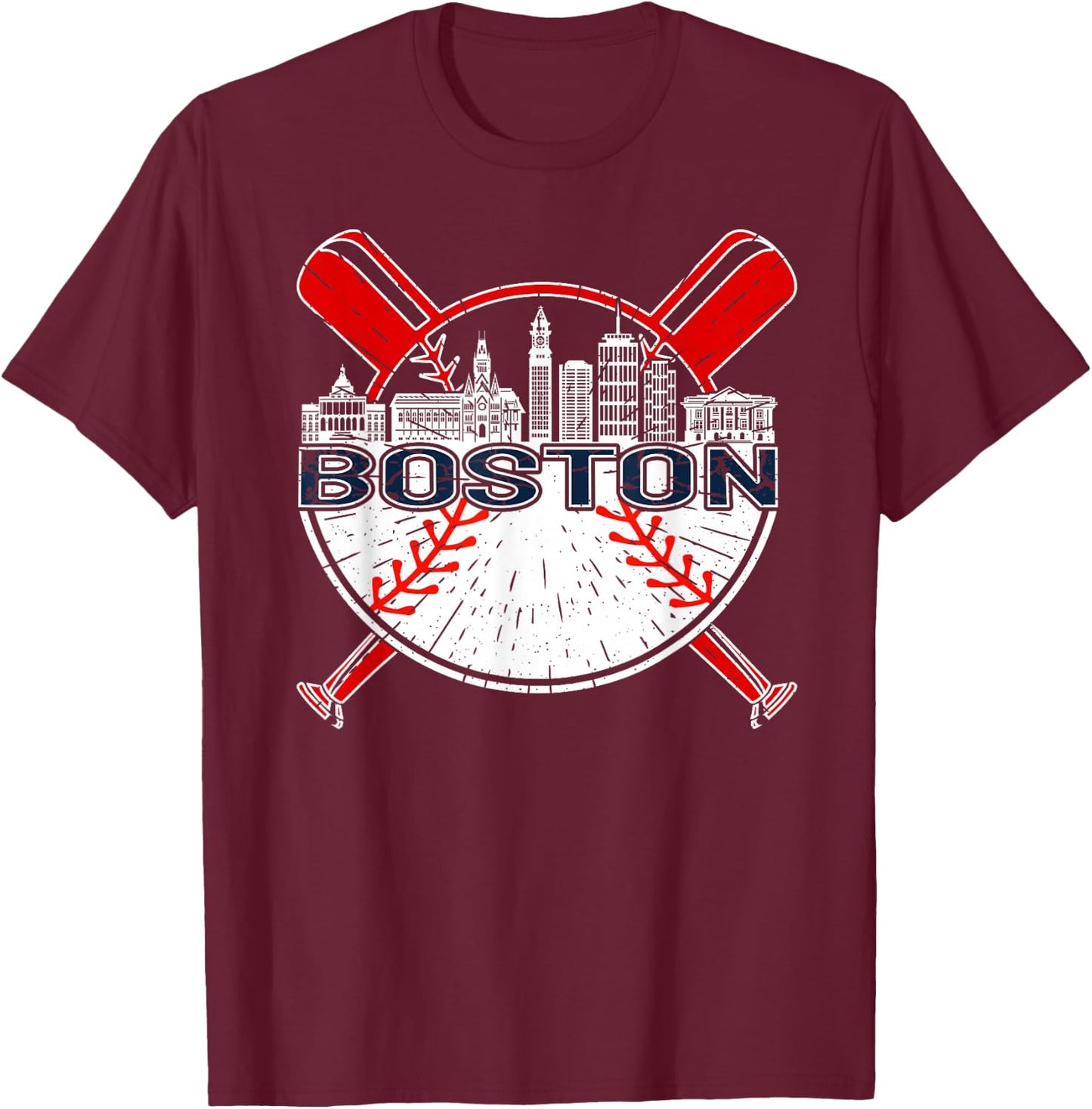 Softball Vintage Boston Baseball T-Shirt - T-Shirt | Maroon