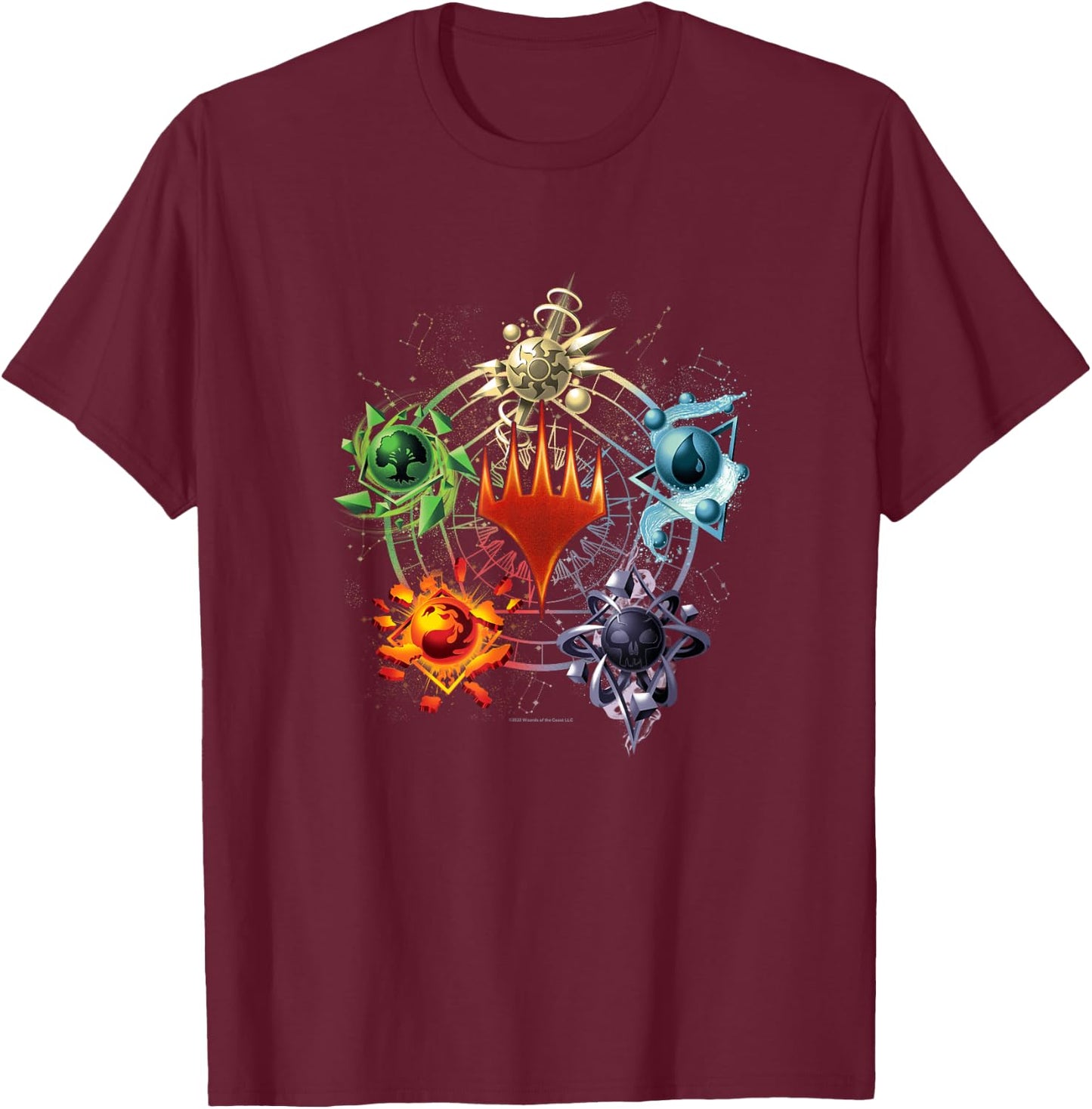 Magic: The Gathering Mana Symbols Epic Poster T-Shirt - T-Shirt | Maroon