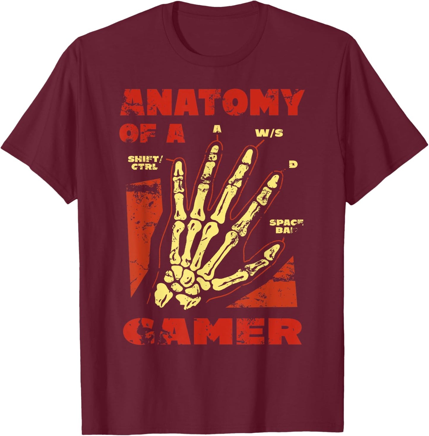 Anatomy of a Gamer Video Game Player Gamer T-Shirt - T-Shirt | Maroon