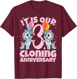3rd Birthday Twins Girls Cloning Anniversary Sister Kids T-Shirt - T-Shirt | Maroon