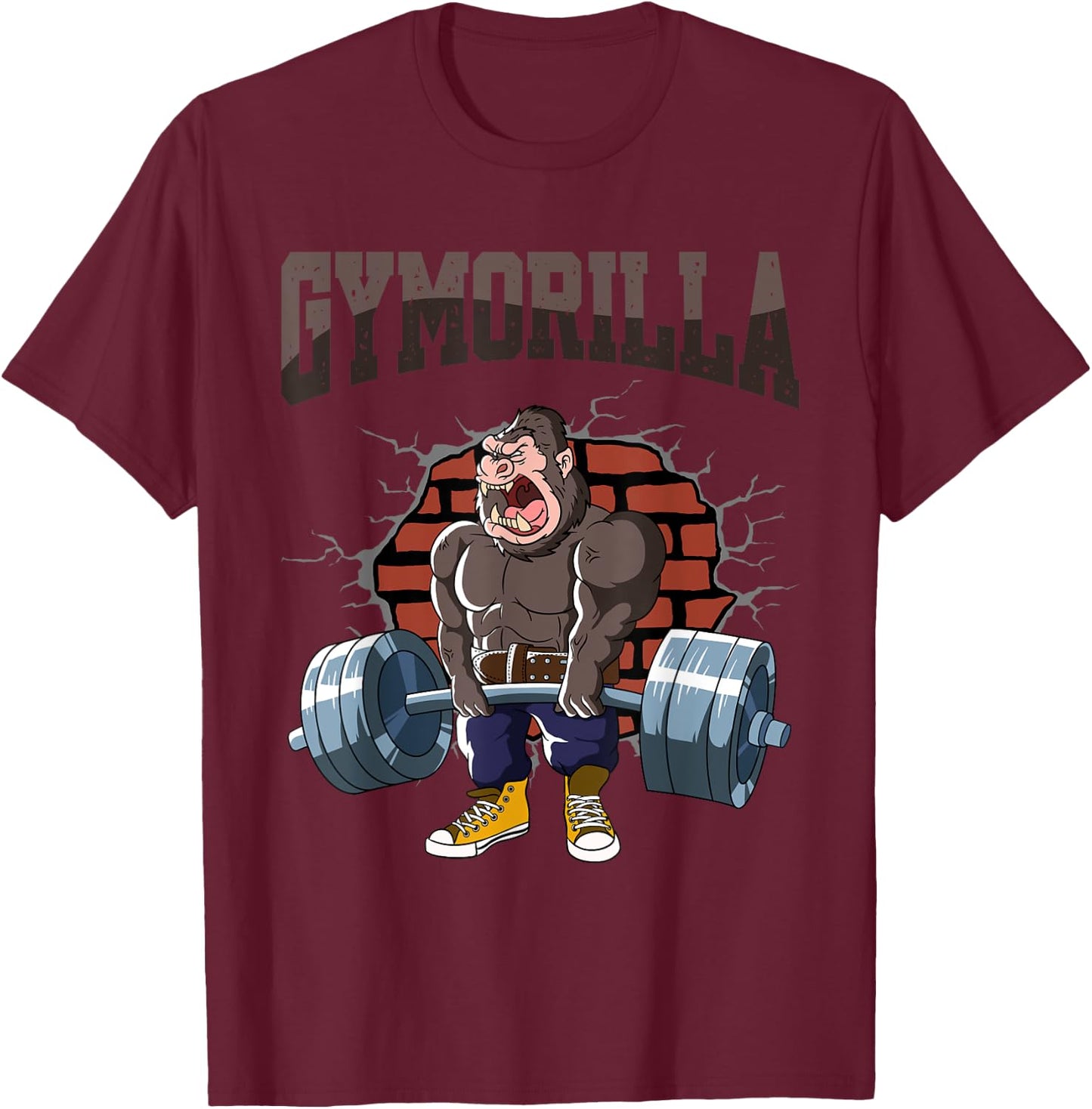 Fitness Gorilla GYMORILLA Deadlift Workout Training Gym T-Shirt - T-Shirt | Maroon