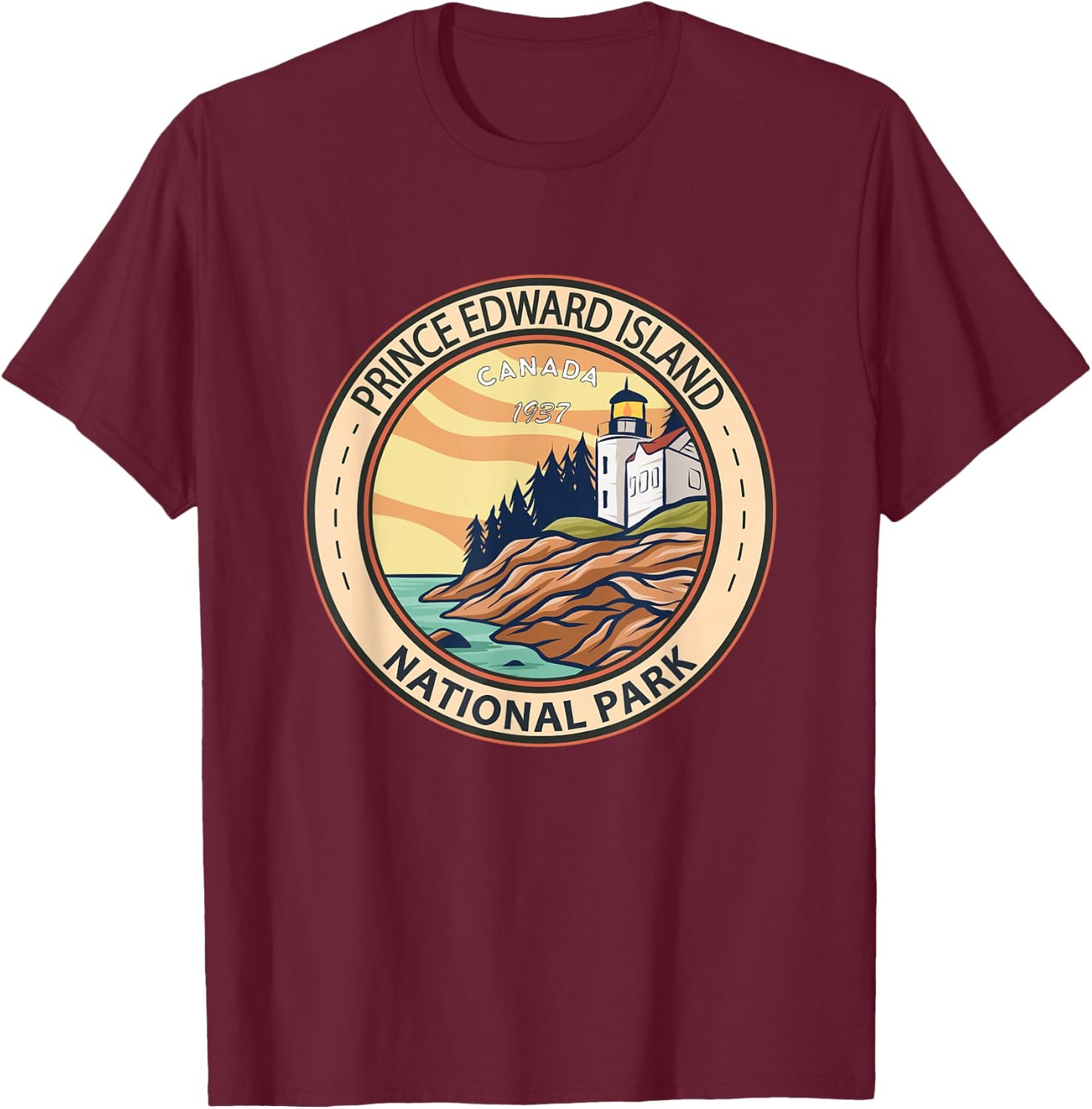 Prince Edward Island National Park Canada Vintage Emblem T-Shirt - T-Shirt | Maroon