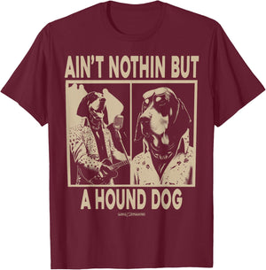 WOAH MANATEE AIN'T NOTHIN' BUT A HOUND DOG -Adults Dog Themed Black Small Classic Fit Short Sleeve Cotton T-Shirt - T-Shirt | Maroon