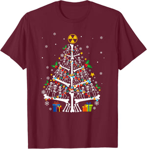 Radiology Christmas Skeleton Christmas Tree Xray Tech Radiol T-Shirt - T-Shirt | Maroon