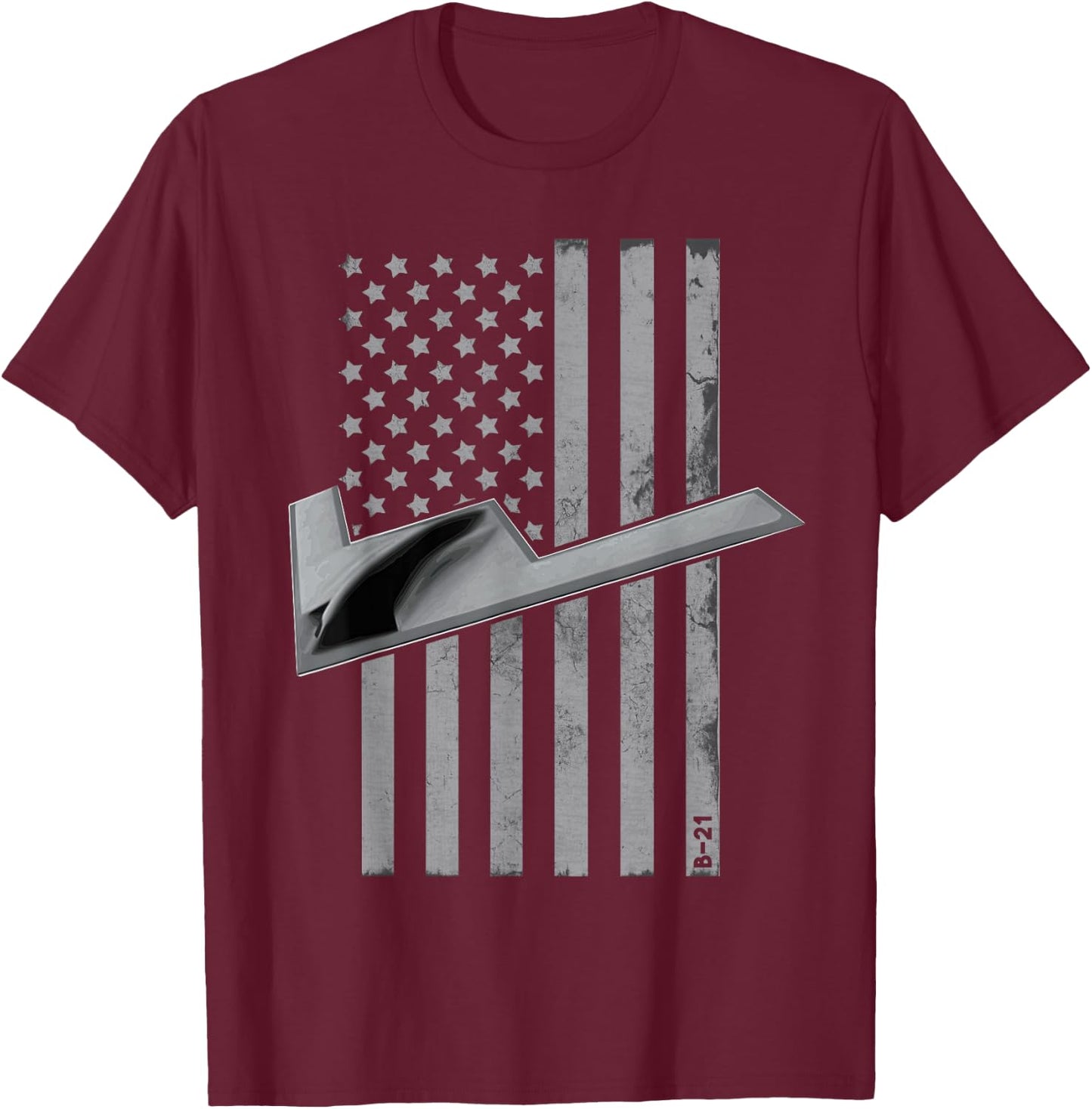 US B-21 Raider Stealth Bomber Military Aircraft T-Shirt - T-Shirt | Maroon