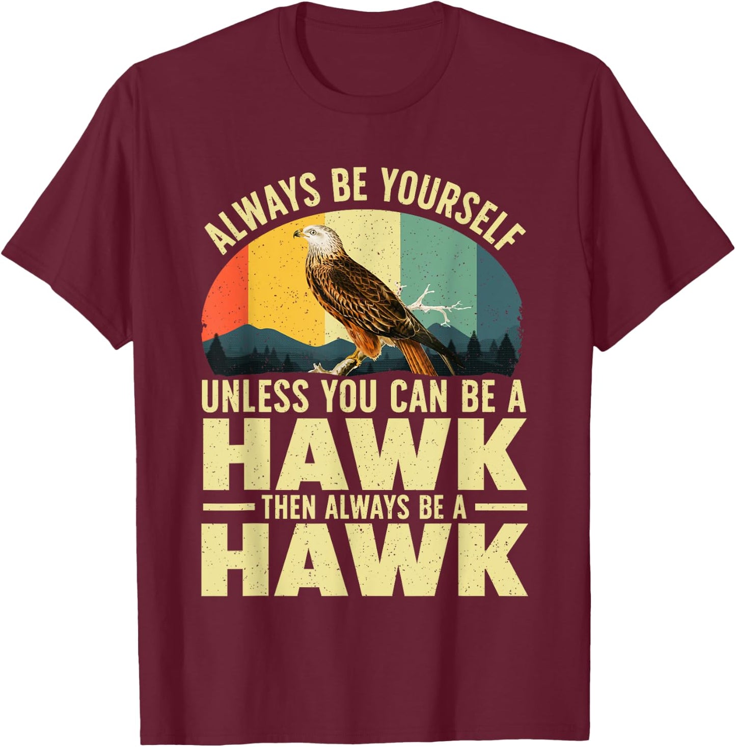 Funny Hawk Art Women Kids Falcon Raptor Bird Lover T-Shirt - T-Shirt | Maroon