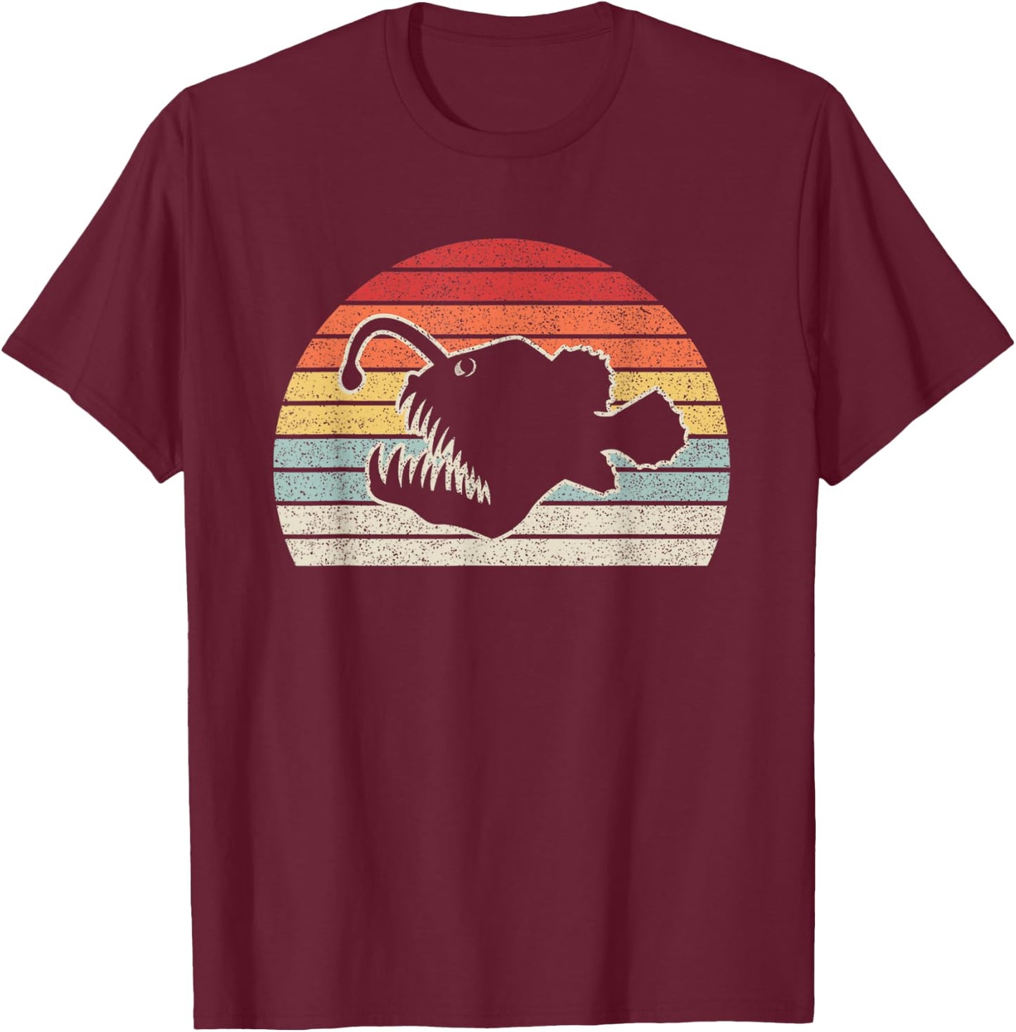 Vintage Retro Angler Fish T-Shirt - T-Shirt | Maroon
