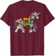 Floral Unicorn Wildflowers Flower Unicorn Shape T-Shirt - T-Shirt | Maroon