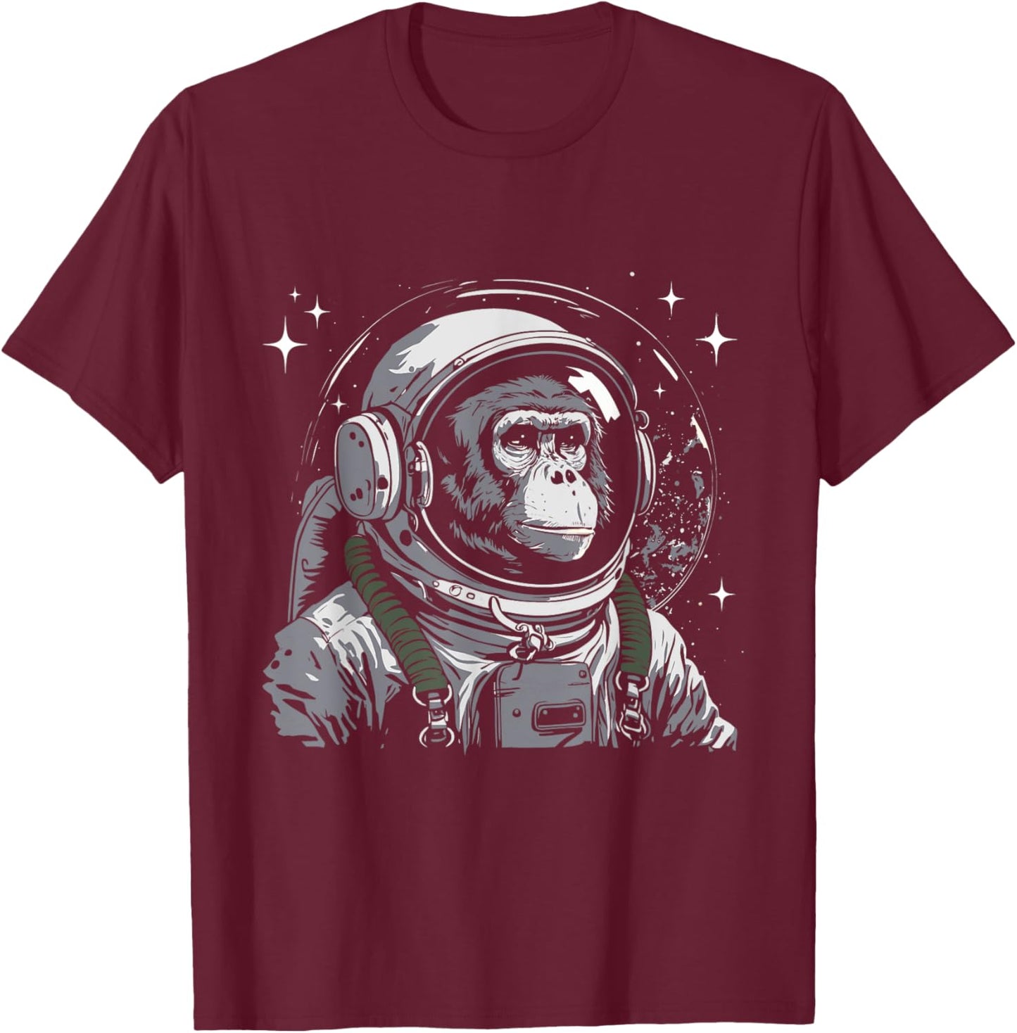 Vintage Astronaut Monkey - Primate Animal Lover Zookeeper T-Shirt - T-Shirt | Maroon