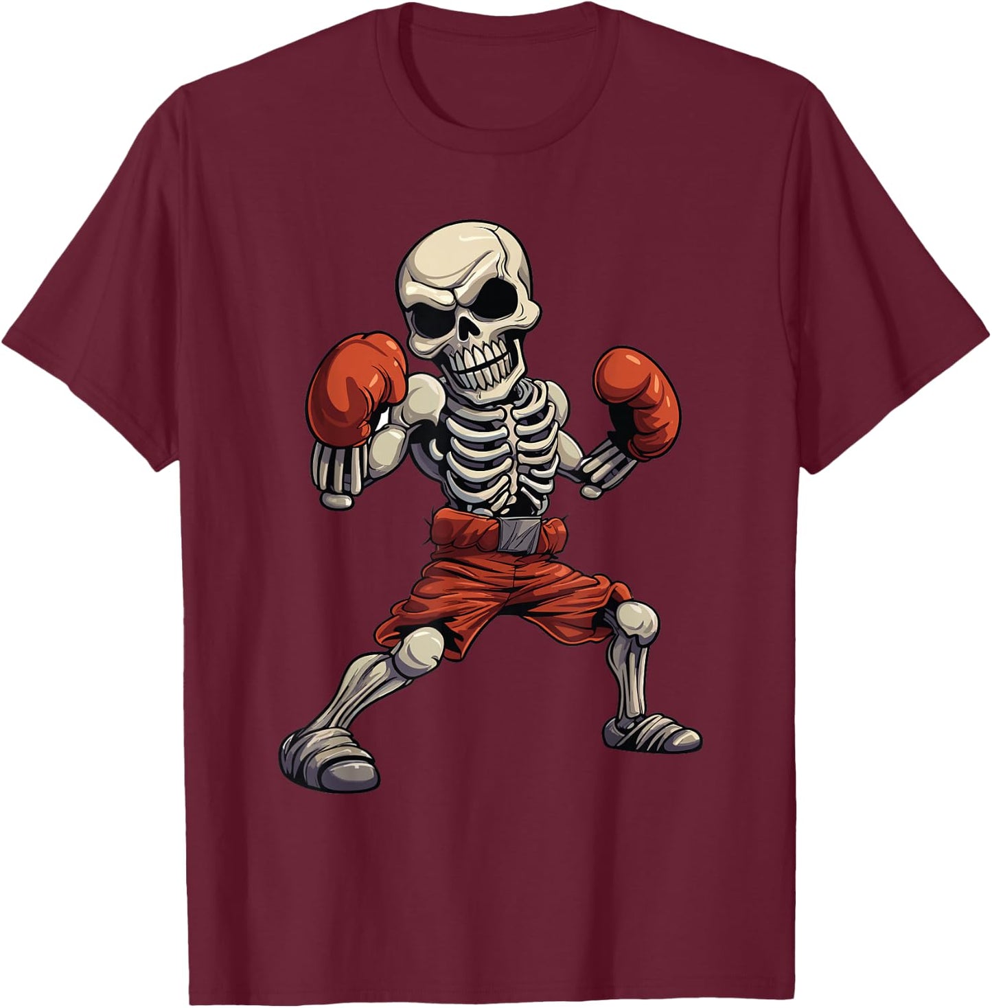 Kickboxing Skeleton Funny Kickboxer Boxing T-Shirt - T-Shirt | Maroon