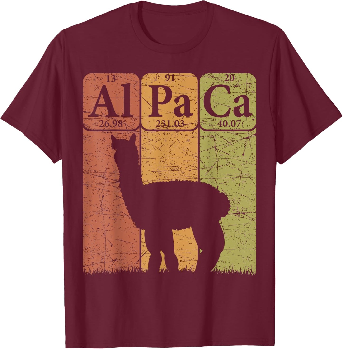Alpaca Periodic Table Elements Llama Alpaca Vintage T-Shirt - T-Shirt | Maroon
