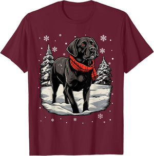 Black Labrador Christmas Santa Hat Xmas Pajama T-Shirt - T-Shirt | Maroon
