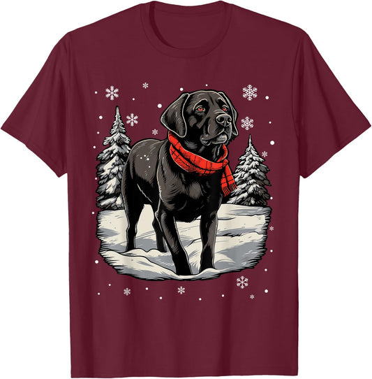 Black Labrador Christmas Santa Hat Xmas Pajama T-Shirt - T-Shirt | Maroon