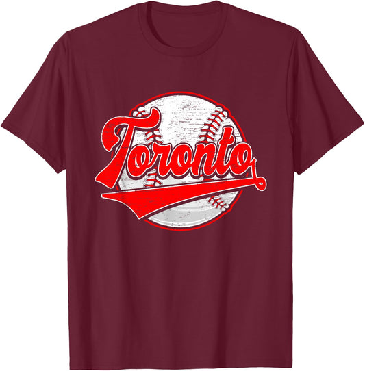 Vintage Toronto Cityscape Baseball Lover Men Women T-Shirt - T-Shirt | Maroon