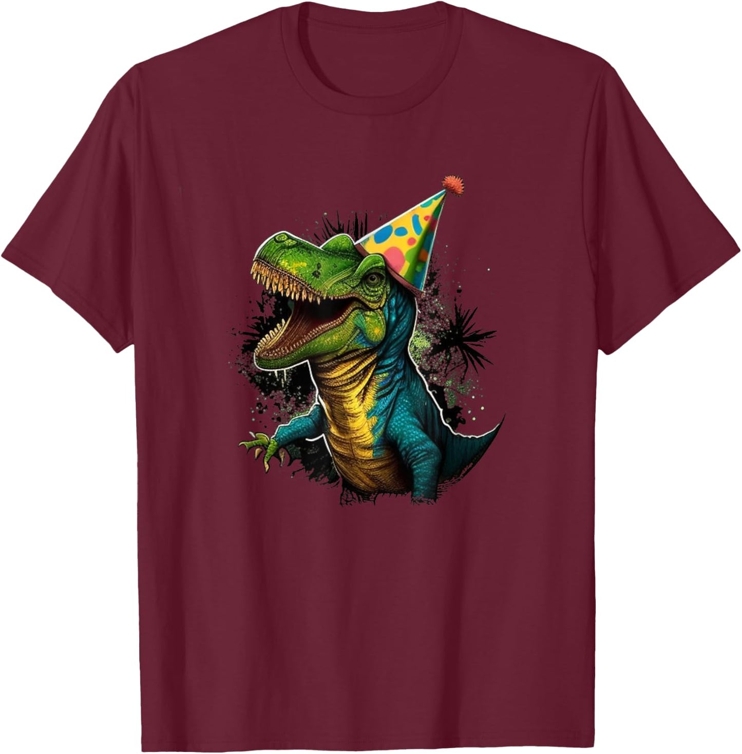 Adult Dinosaur Birthday Party T-Shirt - T-Shirt | Maroon