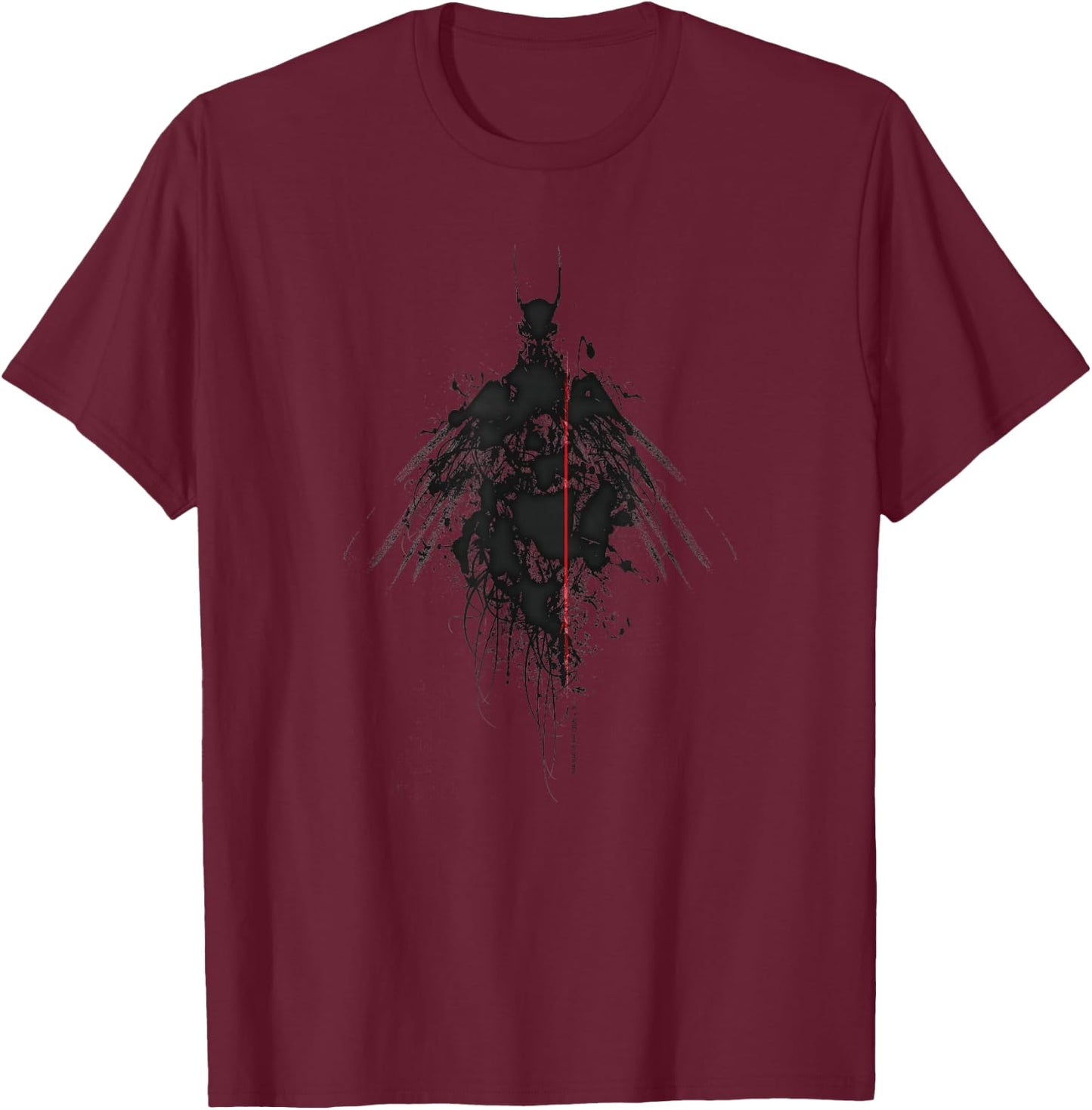 WB100 DC Comics Batman Classic Dark Knight Ink Portrait T-Shirt - T-Shirt | Maroon