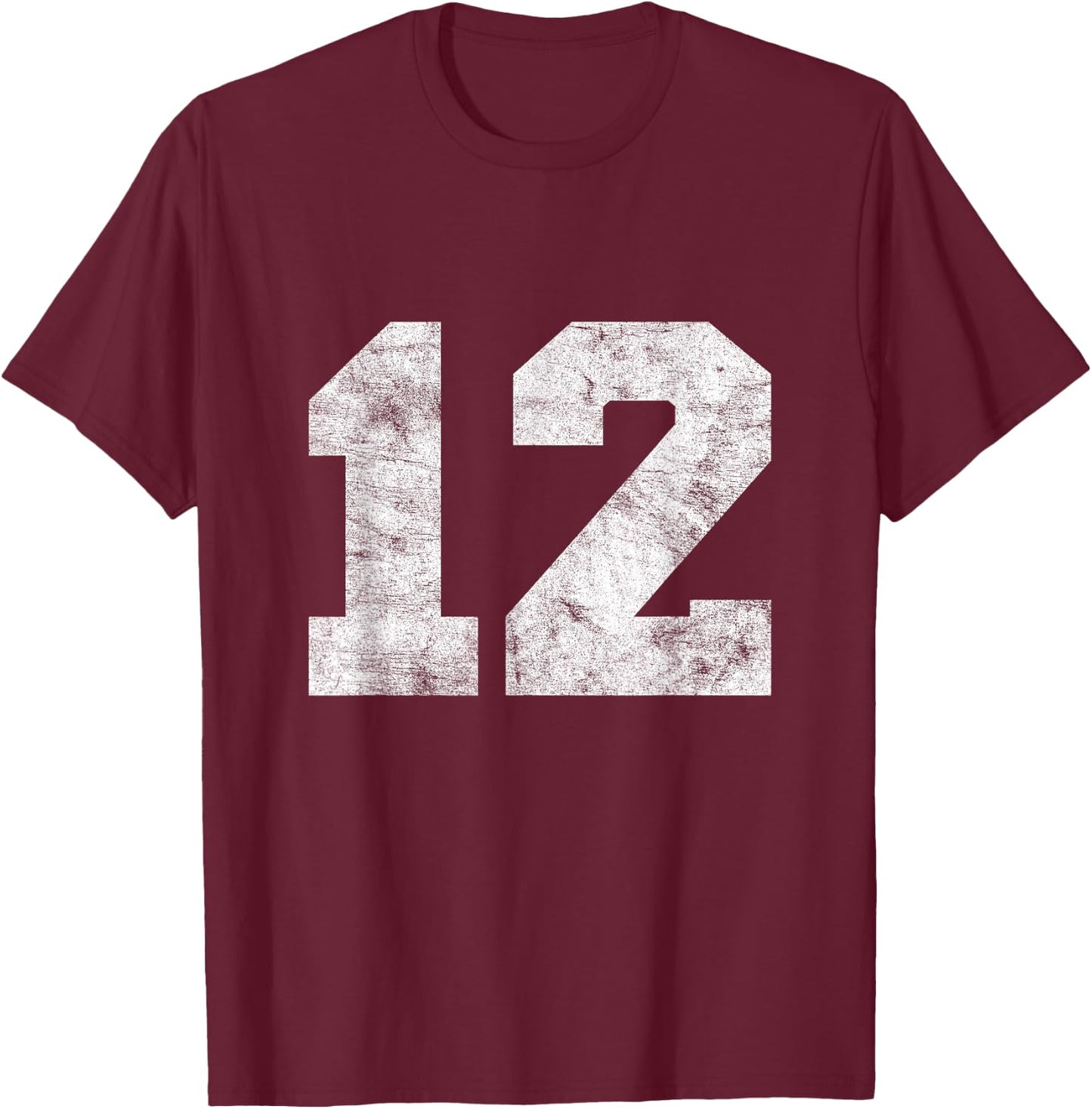 Vintage Lucky Number 12 Birthday Sports Player Team Athlete T-Shirt - T-Shirt | Maroon