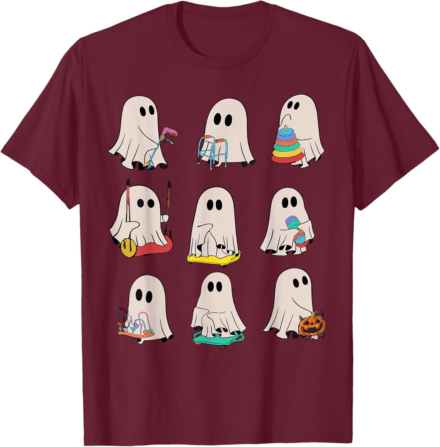 Occupational Therapy Halloween OT Ghost Boo Speech Therapy T-Shirt - T-Shirt | Maroon