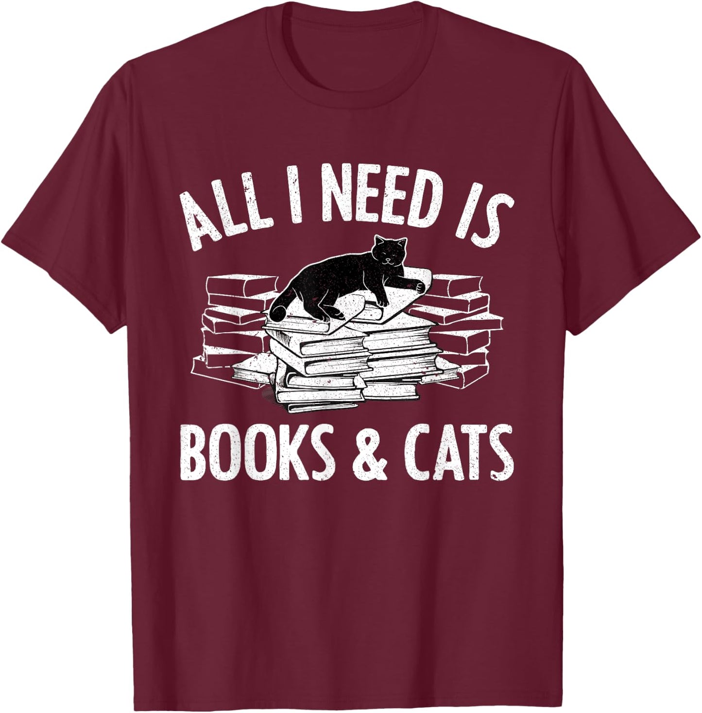 Cat Book Women Novel Book Lovers Reading Librarian T-Shirt - T-Shirt | Maroon