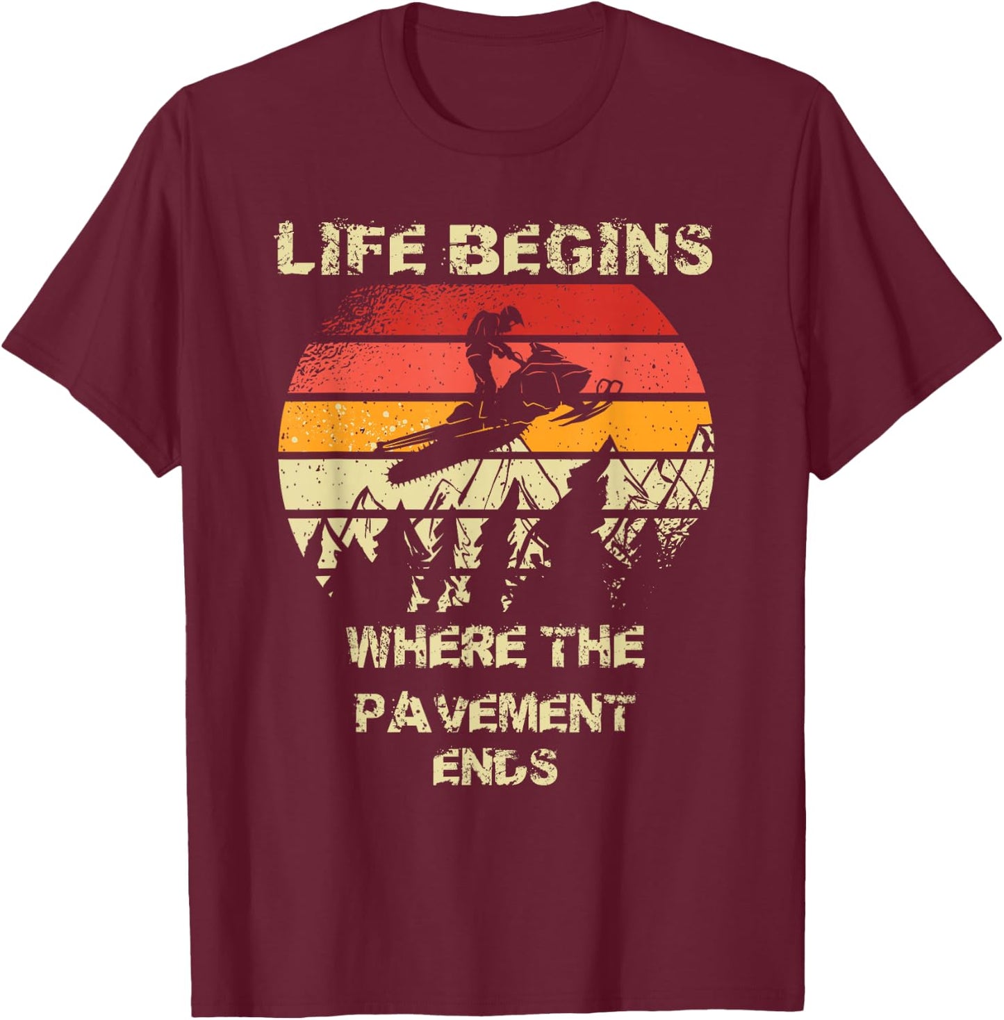 Snowmobiling Snowmobile-cyclists Snow-motorcycle Snowmobile T-Shirt - T-Shirt | Maroon