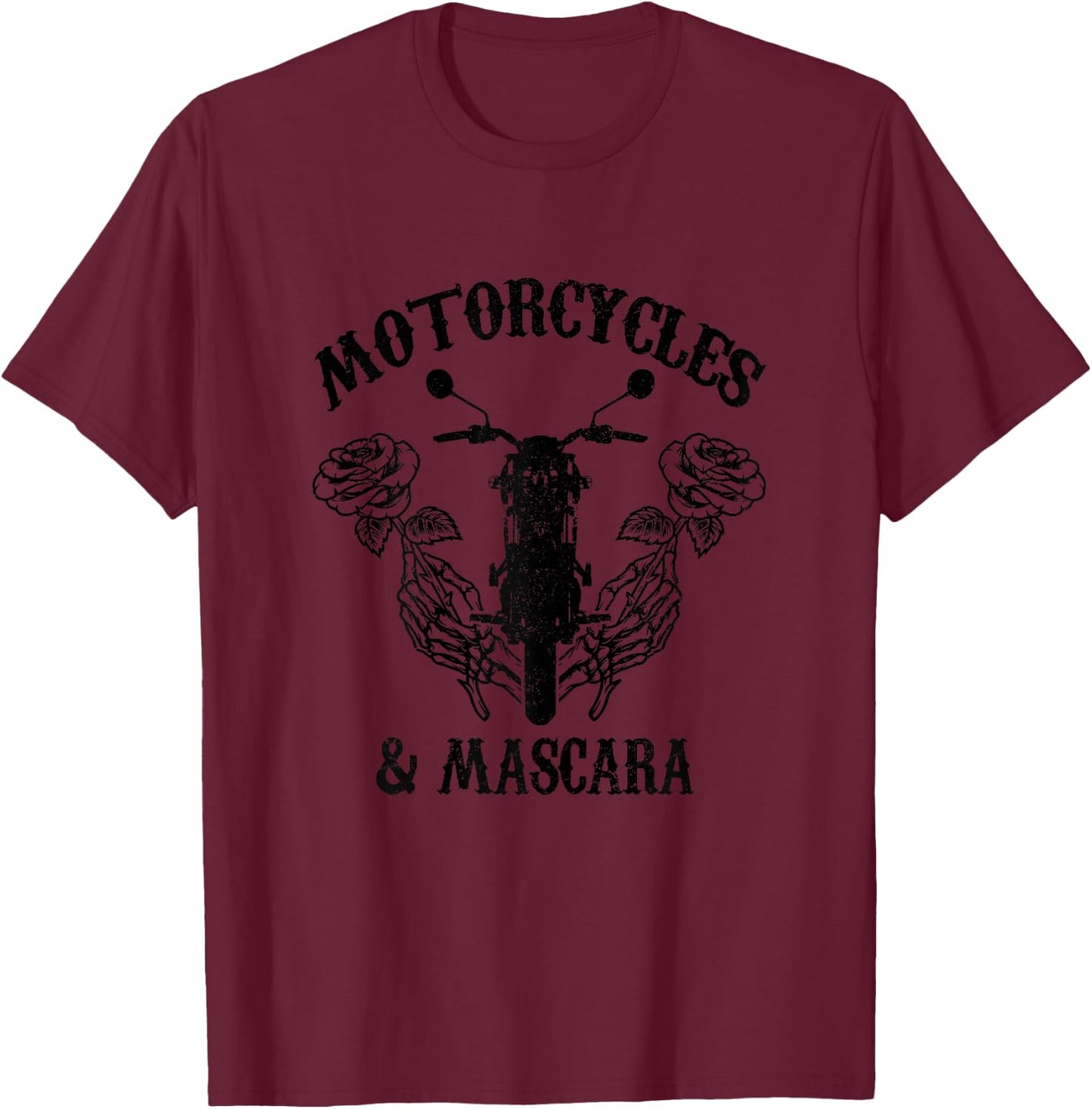 Motorcycles & Mascara Biker Girl Vintage T-Shirt - T-Shirt | Maroon