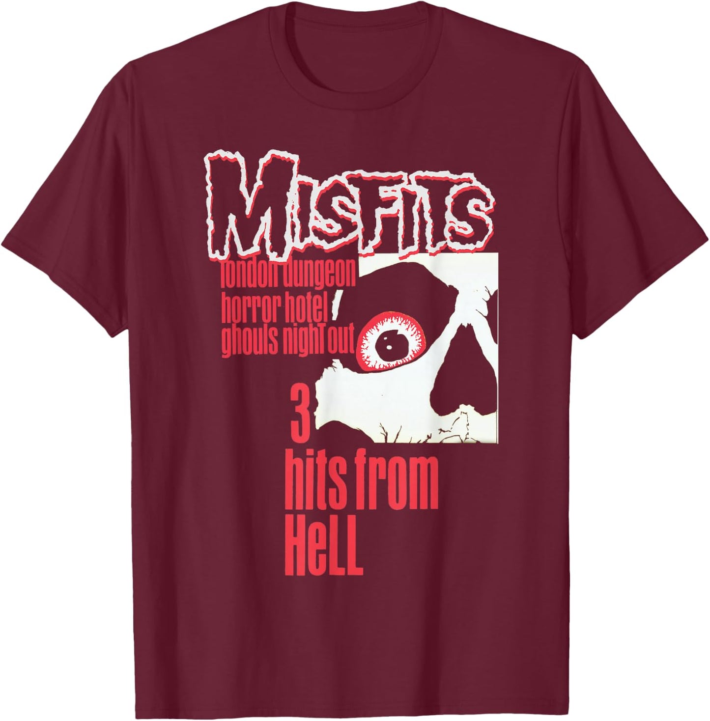 Misfits – 3 Hits from Hell T-Shirt - T-Shirt | Maroon