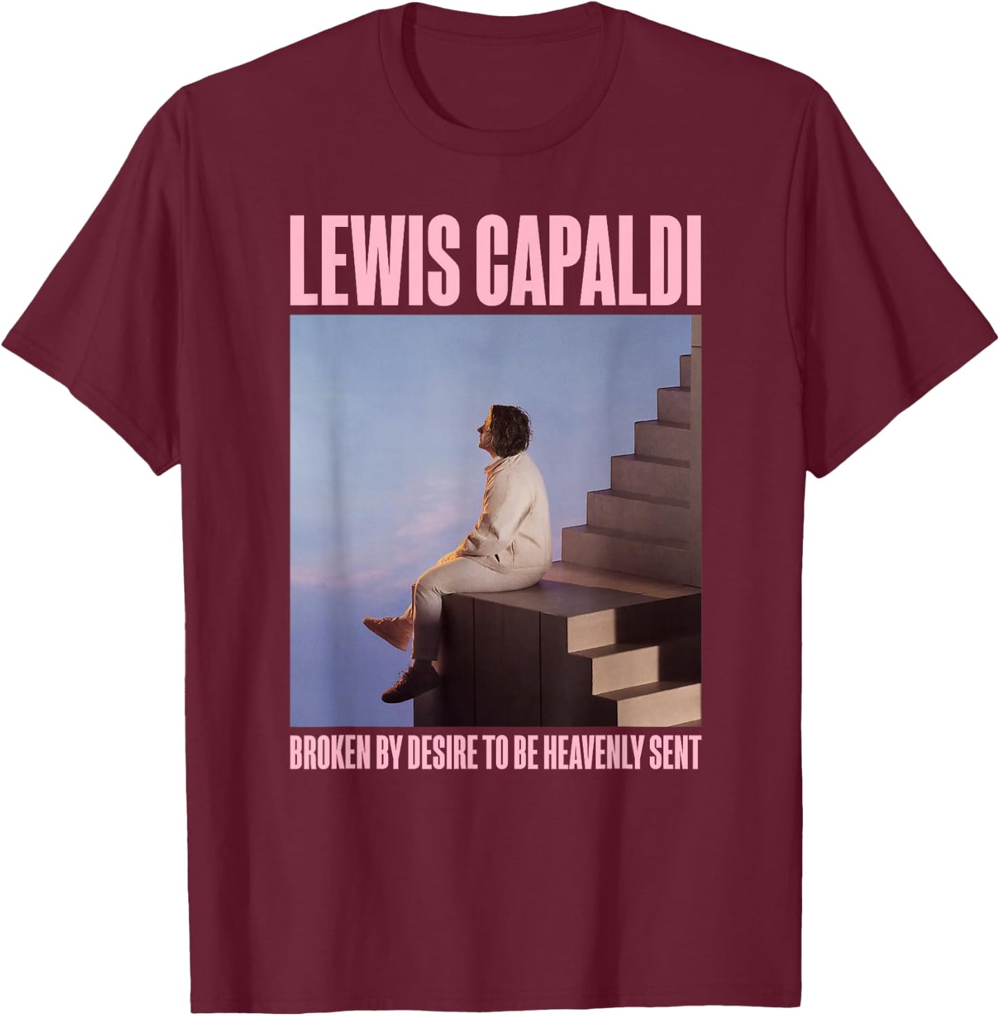 Lewis Capaldi – Album Photo On Heather Blue T-Shirt - T-Shirt | Maroon