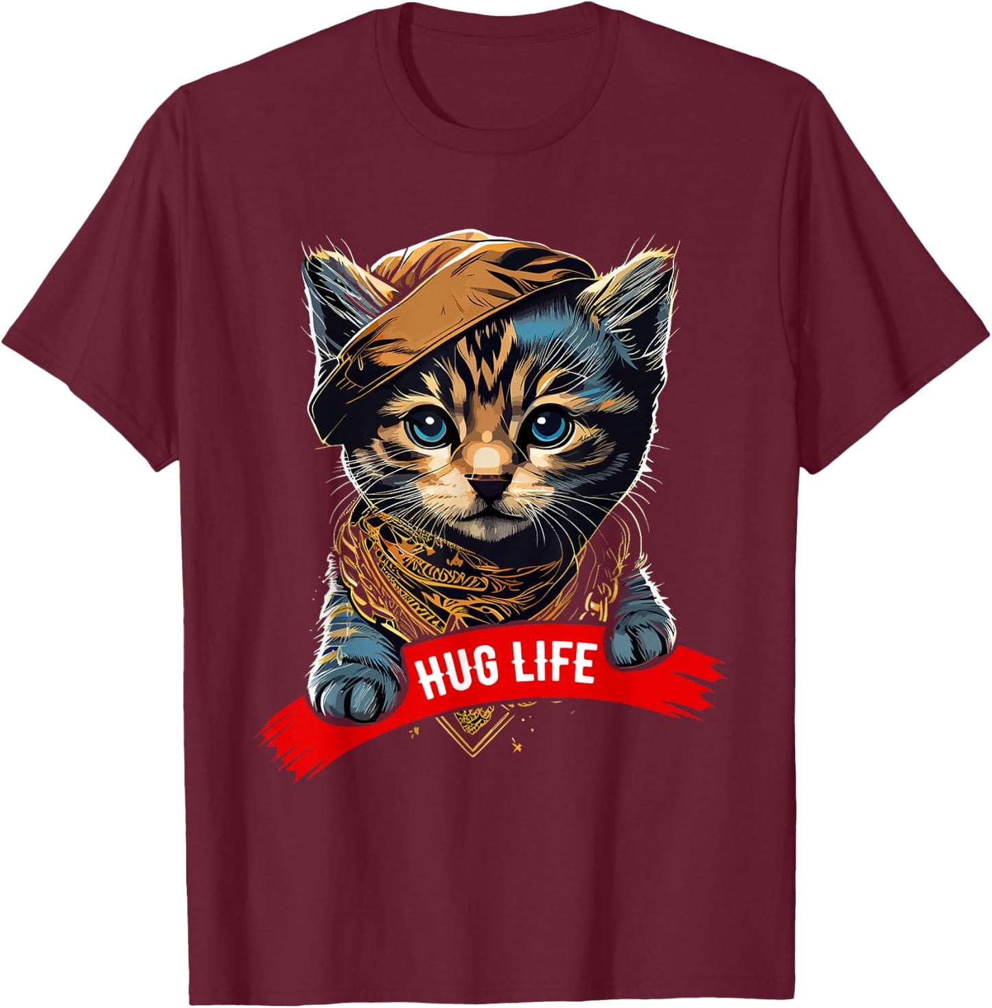 Hug Life Shirt Cat for Animal Shelters Cute Feline T-Shirt - T-Shirt | Maroon
