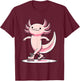 Cute Axolotl Ice Skating Skater Figure Skating For Girls T-Shirt - T-Shirt | Maroon