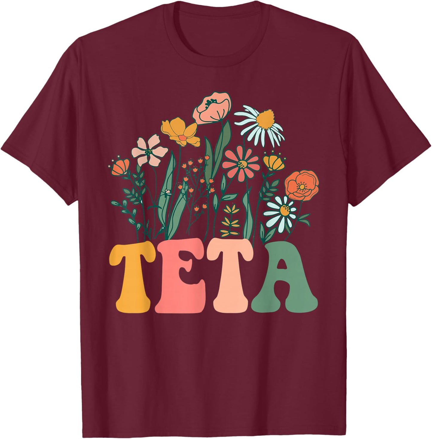 New TETA Wildflower First Birthday & Baby Shower T-Shirt - T-Shirt | Maroon