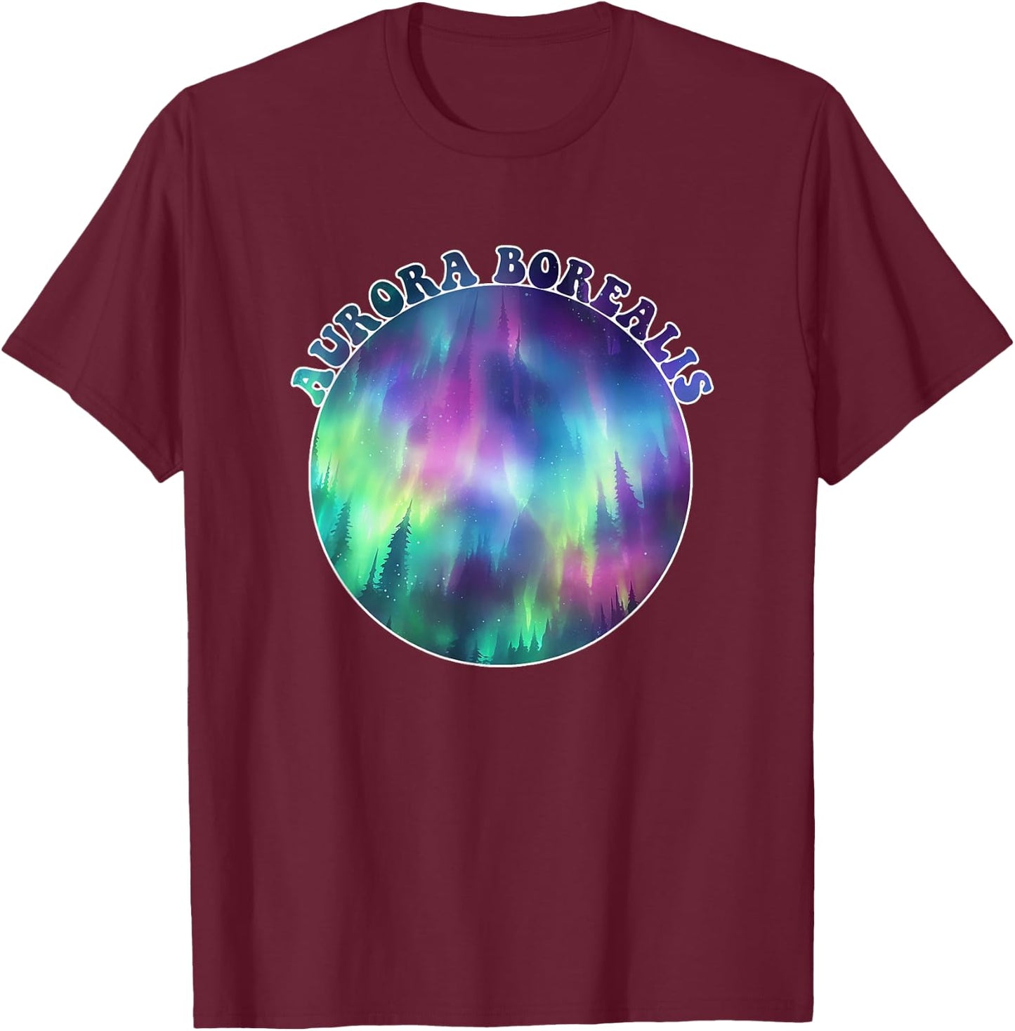 Aurora Borealis Northern Light Souvenir Adults Kids Women T-Shirt - T-Shirt | Maroon