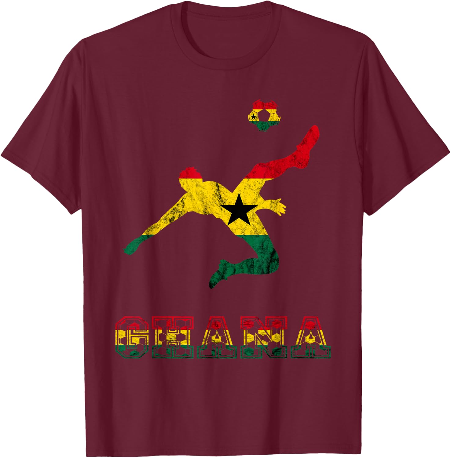 Ghana Evolution Ghana Flag Ghana Soccer Player Ghanese Pride T-Shirt - T-Shirt | Maroon