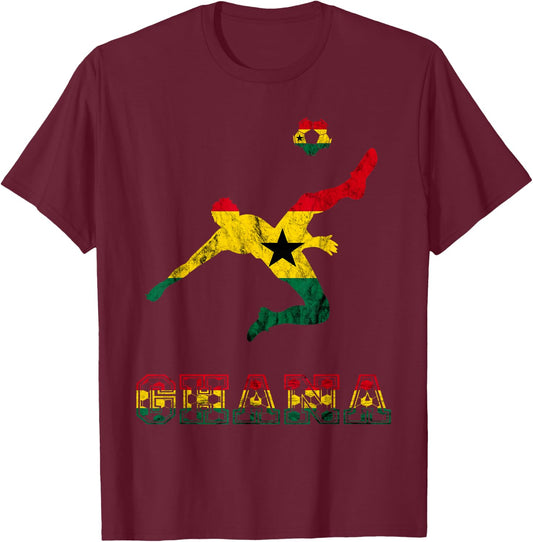 Ghana Evolution Ghana Flag Ghana Soccer Player Ghanese Pride T-Shirt - T-Shirt | Maroon
