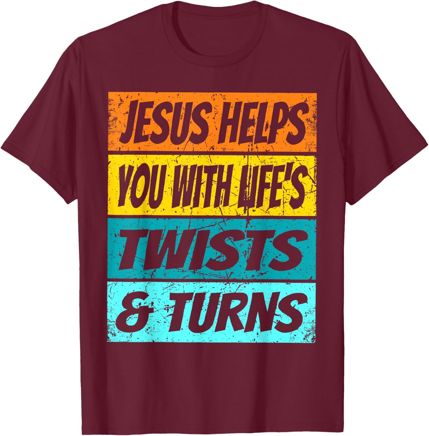 Retro Jesus Helps You With Life's Twists And Turns VBS 2023 T-Shirt - T-Shirt | Maroon