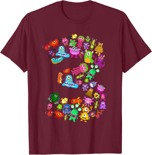 3rd Birthday Party Monster Themed Number 3 Little Monster T-Shirt - T-Shirt | Maroon