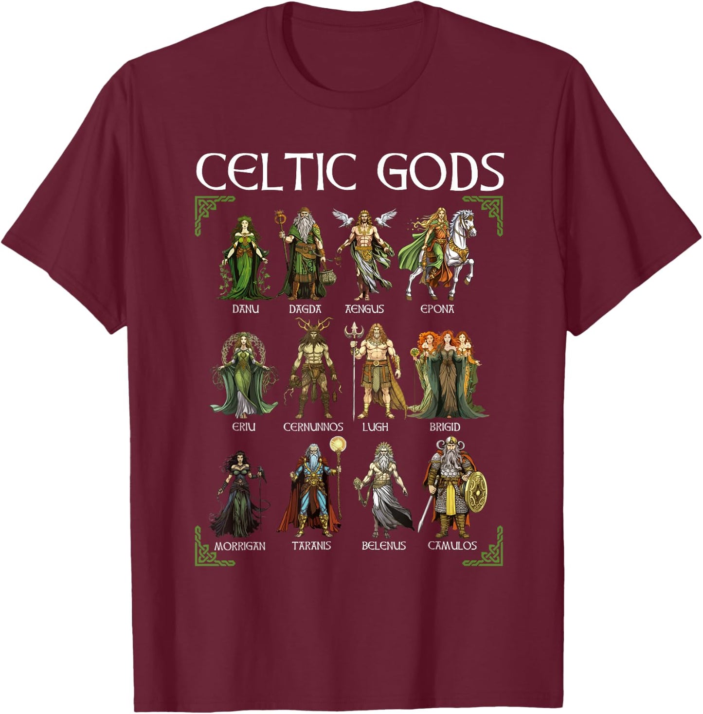 Celtic Mythology Gods Norse Viking Warriors Irish Scotish T-Shirt - T-Shirt | Maroon