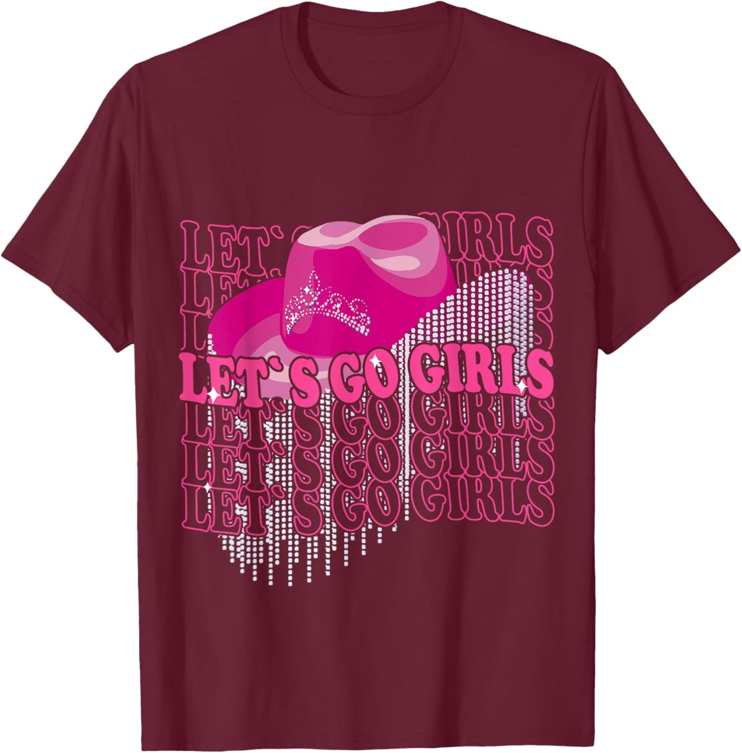 Let´s Go Girls - Country Southern Western Leopard Cow T-Shirt - T-Shirt | Maroon