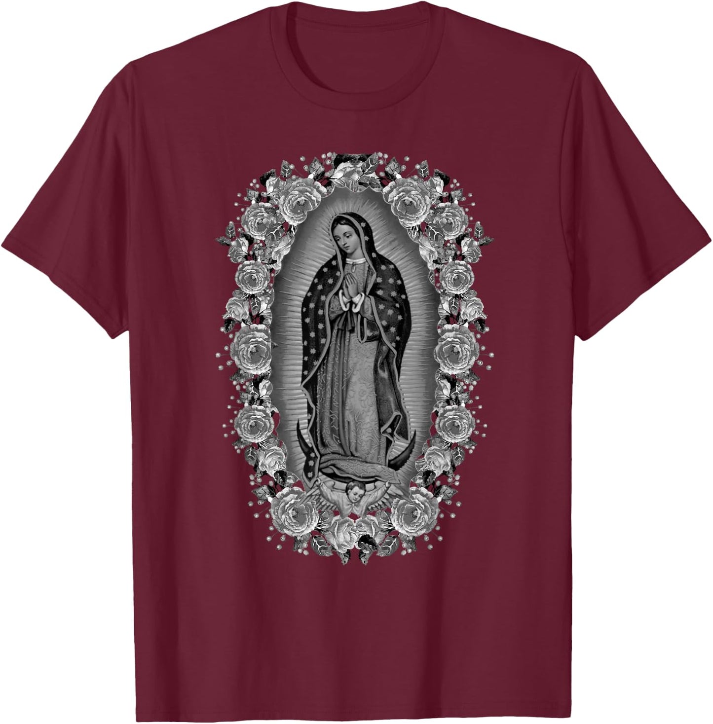 Our Lady Virgen De Guadalupe Virgin Mary T-Shirt - T-Shirt | Maroon