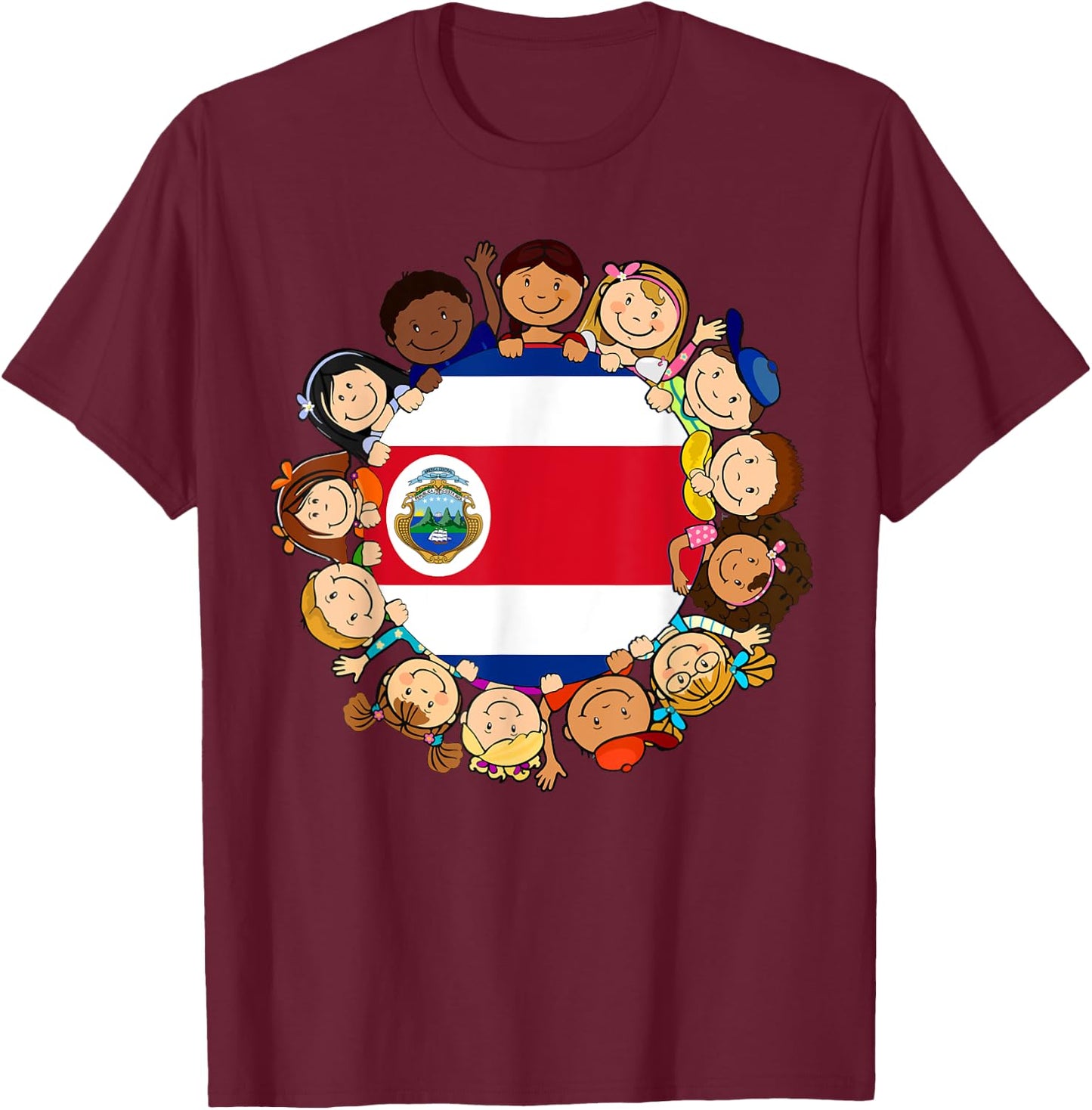 Costa Rica Flag Rican Kids Hispanic Heritage Month Boy Girl T-Shirt - T-Shirt | Maroon