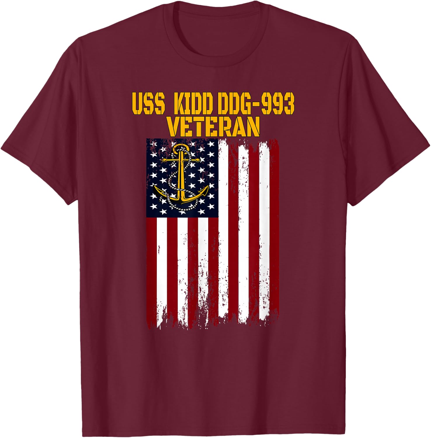 USS Kidd DDG-993 Destroyer Veterans Day Father's Day T-Shirt - T-Shirt | Maroon