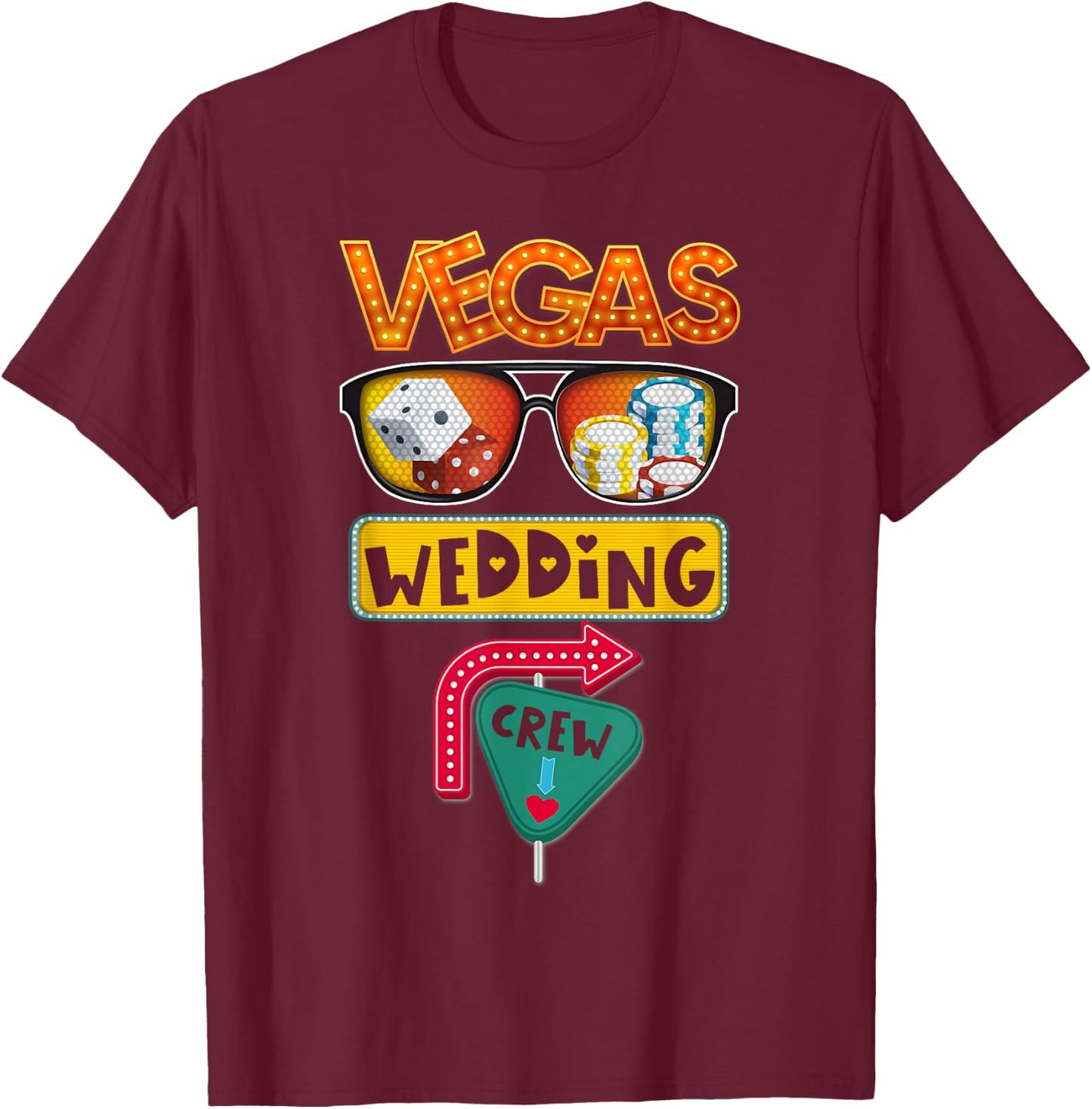 Vegas Wedding Party Married in Vegas Wedding Crew Casino T-Shirt - T-Shirt | Maroon