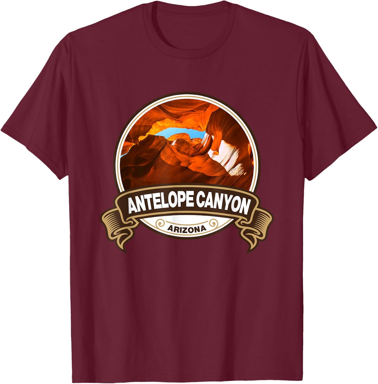 Antelope Canyon Arizona Landmark Badge Vintage T-Shirt - T-Shirt | Maroon