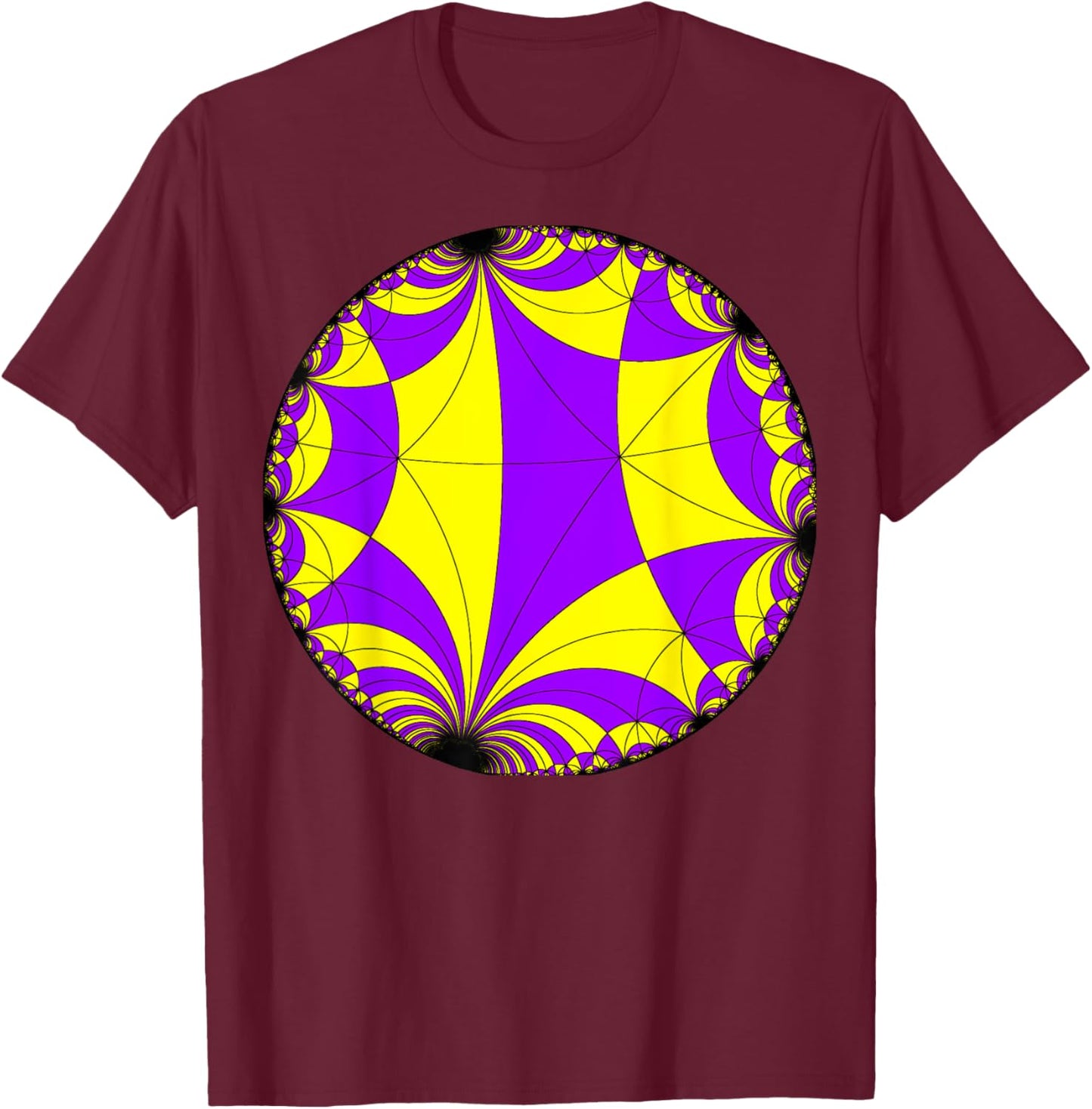 Nerdy Hyperbolic Geometry Poincare Disk Pattern Math Teacher Women Girls Kids T-Shirt - T-Shirt | Maroon
