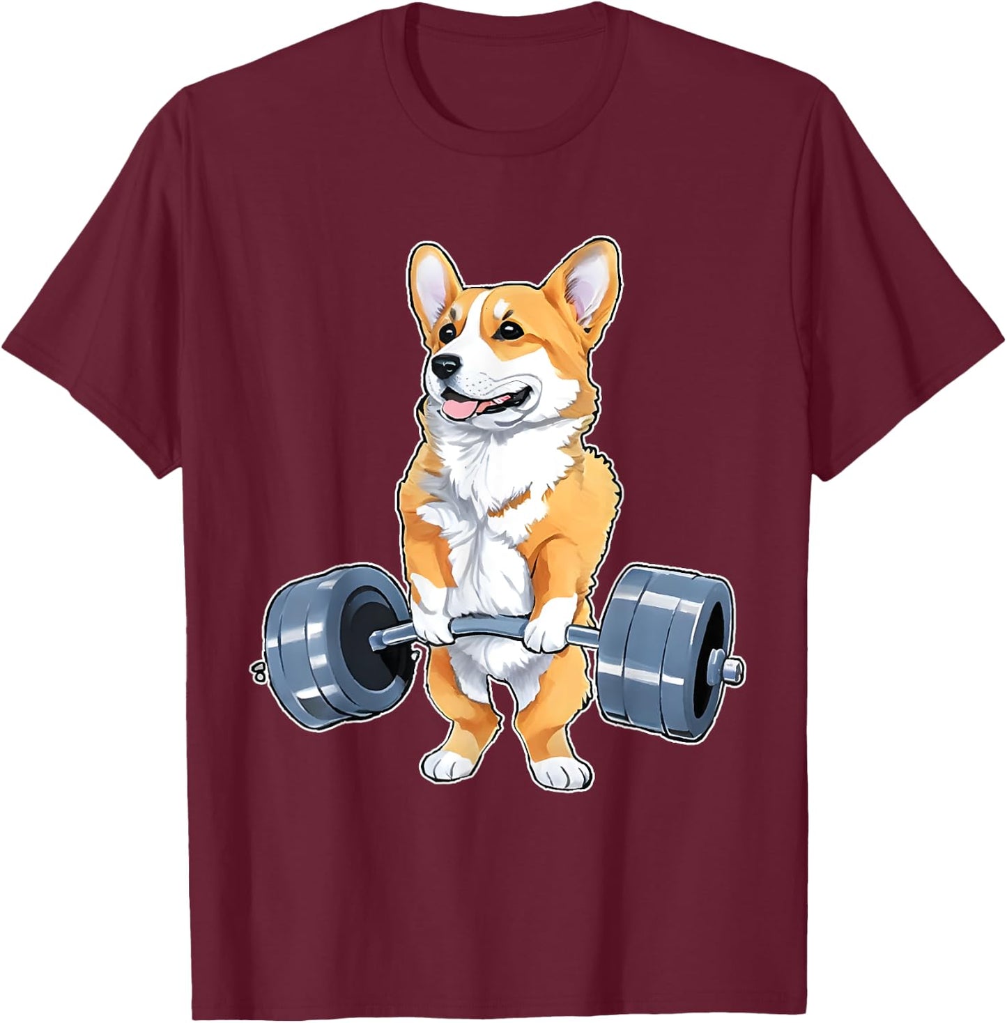 Corgi Weight Lifter Bodybuilding Weight Lifting Deadlift T-Shirt - T-Shirt | Maroon