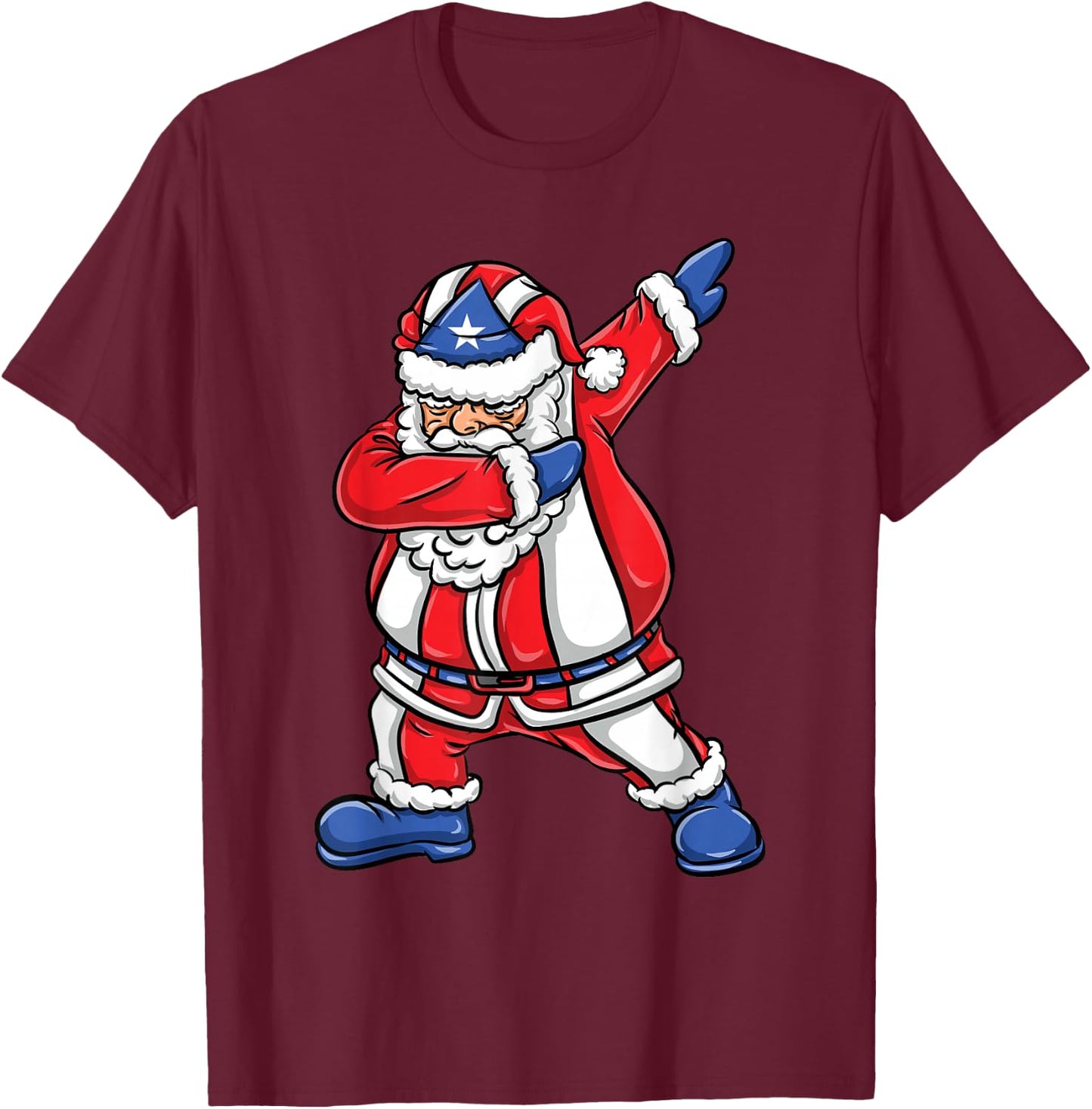 Dabbing Santa Puerto Rican Christmas T-Shirt - T-Shirt | Maroon