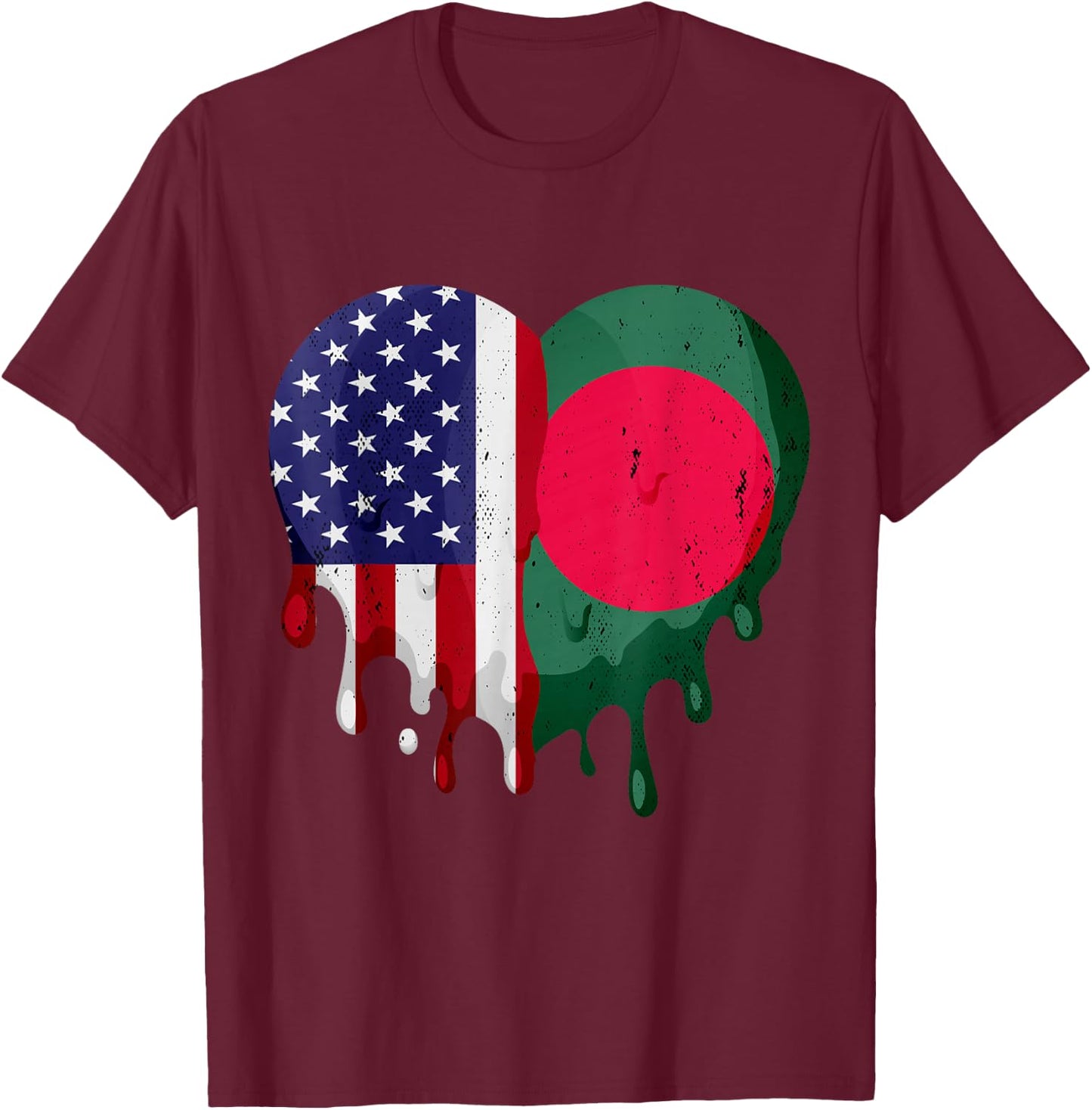 American Bangladeshi Heritage Month Bangladesh Flag Heart T-Shirt - T-Shirt | Maroon